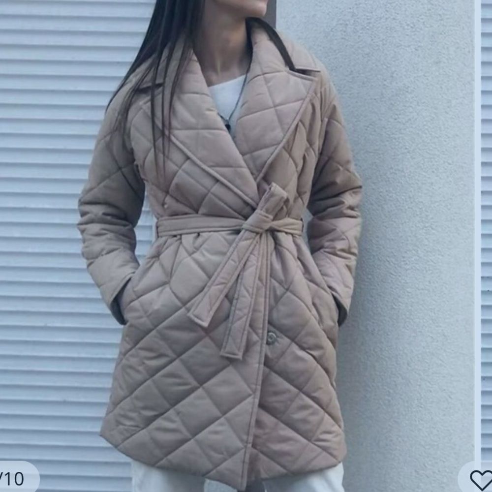 Winter Spring Mid-length Women's Parka‎ quilted Size XL Tan New Without Tags